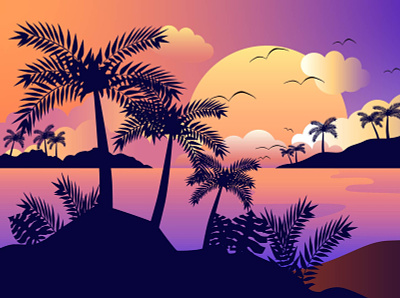 Magic is in the air beach bora bora design illustration illustt maldives summer sunny sunrise sunshine vector wallpaper