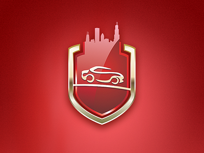 Chicago Car Loft icon car dealership gold icon logo red shield