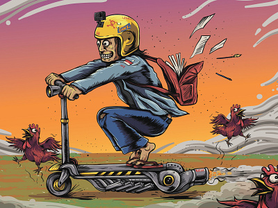 Deadline chiken deadline design fast illustrations printable progress scooter turbo vector work