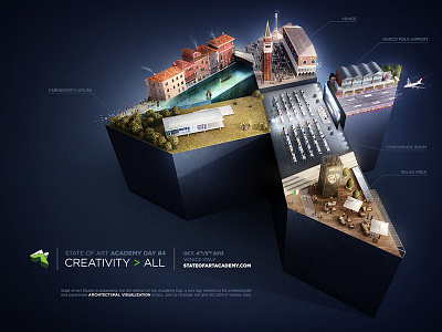 Academy day 4 - Adv #AD4 3d ad4 adv city graphic italy map miniworld rendering toon venice vray