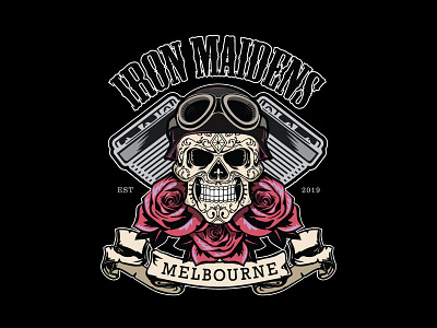 Iron Maidens MC Full Colour brand design club logo motorcycle vector