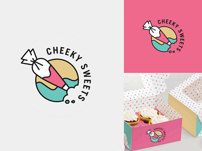 Cheeky Sweets logo v3 australian baking brand identity cakes cookies icon logo symbol vector