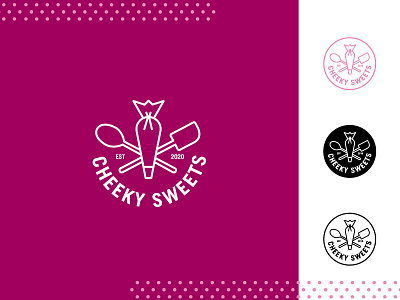 Cheeky Sweets Logo v1 australia baking branding cakes cookie design icon ideas logo outline pink symbol vector