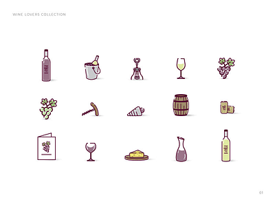 Wine lovers icon collection