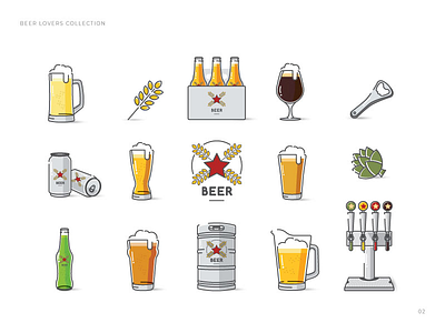 Beer lovers icon collection