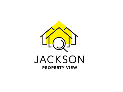 Jackson Property View logo agent australia black branding business design flat logo minimal real estate vector yellow