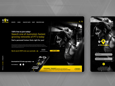 PT Finder Landing and App app design application australia brand design excercise finder fitness app health landing page design lifestyle local personal training ui ux