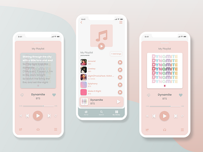 Music Player App mobile app mobile ui music player pink ui ux