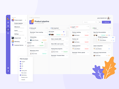 Desktop product kanban by Damian Bednarz on Dribbble