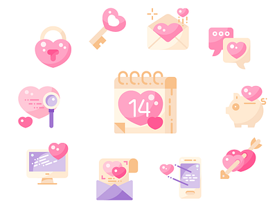 Happy Valentine's Day design flat graphic icon icons illustration minimal shot ui vector