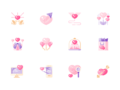 Valentine Icons Pack design flat graphic icon icons illustration shot ui vector