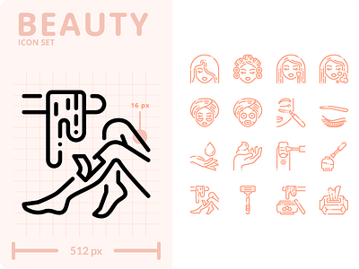 Beauty Icon Set flat graphic icon icons illustration minimal outline ui vector