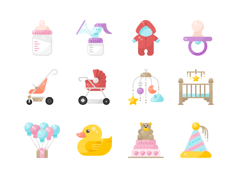 Baby Shower Icon Pack by Bearfruit Idea on Dribbble