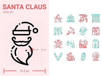 Christmas Icon Set design flat graphic icon icons illustration minimal outline ui vector