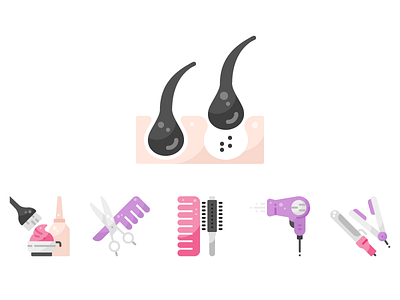 Beauty Hair Icon Set