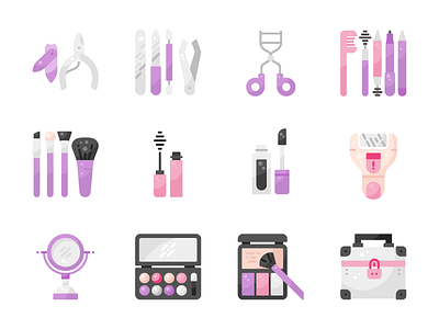 Beauty Tools Icon Set beauty design flat graphic icon icons illustration minimal ui vector