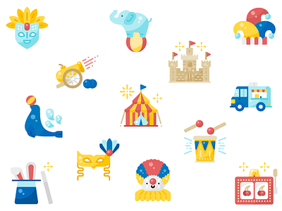 Carnival Icons amusement park carnival design flat graphic icon icons illustration minimal ui vector