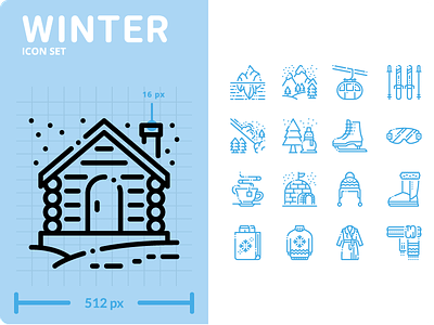 Winter Icon Set design flat graphic icon icons illustration minimal outline ui vector winter