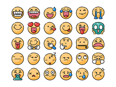 Smileys Icon Set design emoji emoticon flat graphic icon icons illustration minimal outline smiley face ui vector