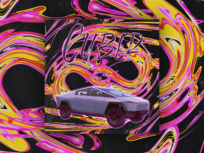 Tesla poster car colorful cyber cyberpunk design photoshop poster tesla