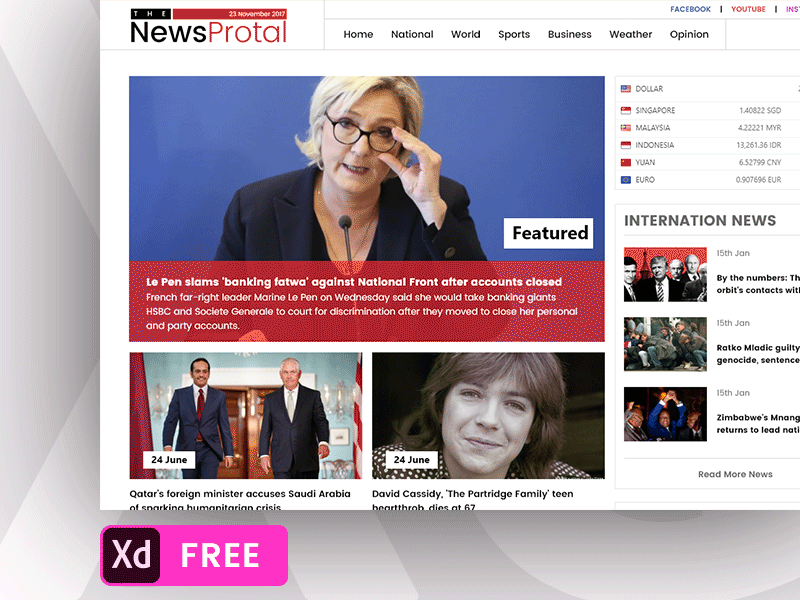 Free NewsPortal by XD madewithadobexd news portal xd