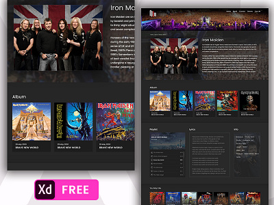 Free Music Website Template free freebies iron maiden madewithadobexd music xd. music web template