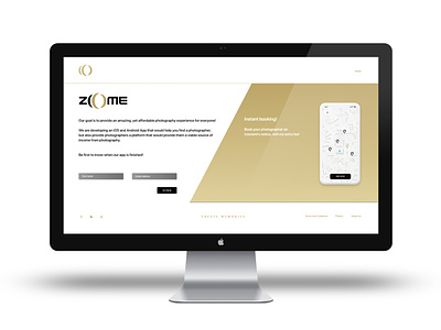 ZOOME Landing page golden landing page landingpage photography startup web design white gold and black zoome zoome startup