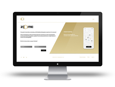 ZOOME Landing page golden landing page landingpage photography startup web design white gold and black zoome zoome startup