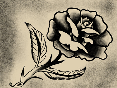 10/25/21 black and white design flat flower illustration procreate tattoo traditional