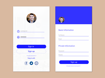 Sign-in & Sign-up app clean create account create email profile interface ios layout sign in login ui ux welcome screen