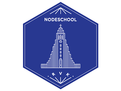 Nodeschool, Reykjavík badge hallsgrimskirkja hexagon nodeschool reykjavik sticker