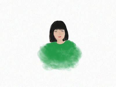 Green top character girl green hello illustration portrait red sketch