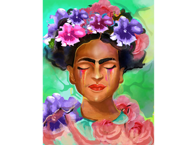 frida kahlo portrait artwork colorful design illustraion photoshop