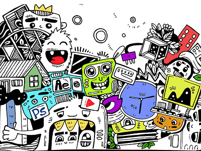 Doodle art colorful creative design doodle art