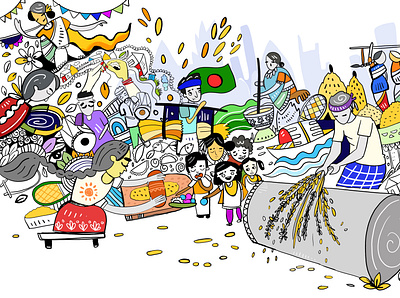 Festivals of Bangladesh artwork colorful creative design doodleart illustration