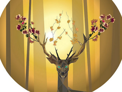 Forest deer adobe illustration artwork deer forest illustration poligonal web design