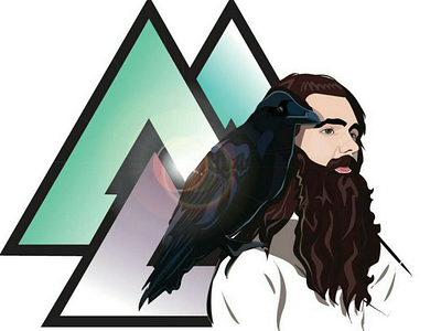 Man with a raven adobe illustrator artwork beard design illustration man raven stylized portrait web design