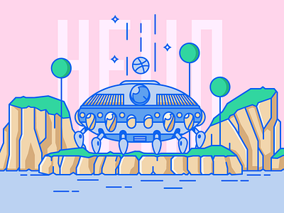 Hello Dribbble dbz debut dribbble illustration spaceship