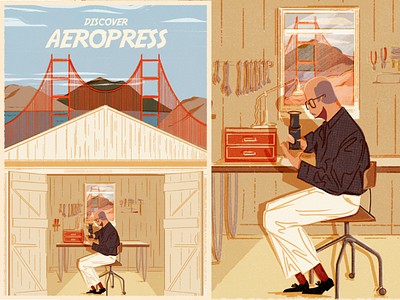 Aeropress adventure branding design doodles graphics illustration outdoor print typography vintage