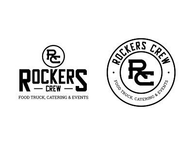 Rockers Crew Logo black black white brand identity branding classic foodtruck icon logo logo design logo mark logotype monogram monogram logo roundlogo symbol typography vector white wordmark