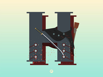 H for Hijikata Toshizō 36 days of type 36 days of type lettering 36days 36days adobe 36daysoftype 36daysoftype07 fate h hijikata history illustration illustration art japan japanese letter h sword toshizo vector