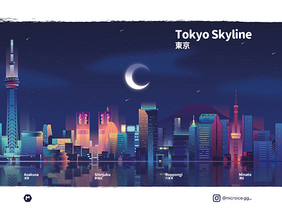 Tokyo Skyline Night Gleam architecture digitalart illustration illustration art illustrator inspiration instagram post japan landmark landscape night night sky nightlife skyline tokyo vector vector art vector illustration wallpaper