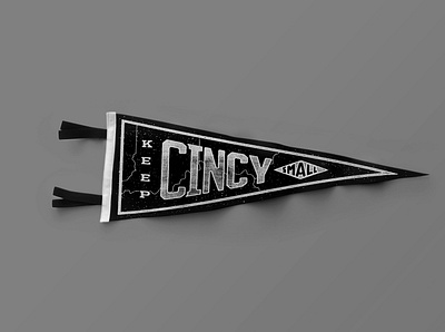 Keep Cincy Small black cincinnati cincy design flag graphicdesign gritty grunge illustration keep pennant screen screenprint small typography white