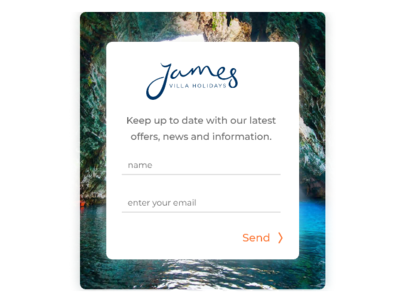 Mobile signup modal for James Villa Holidays