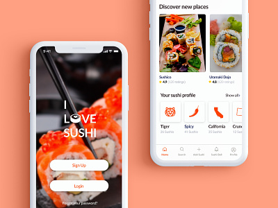 I Love Sushi App app design mobile app design mobile ui restaurant app sushi ui user experience user interface