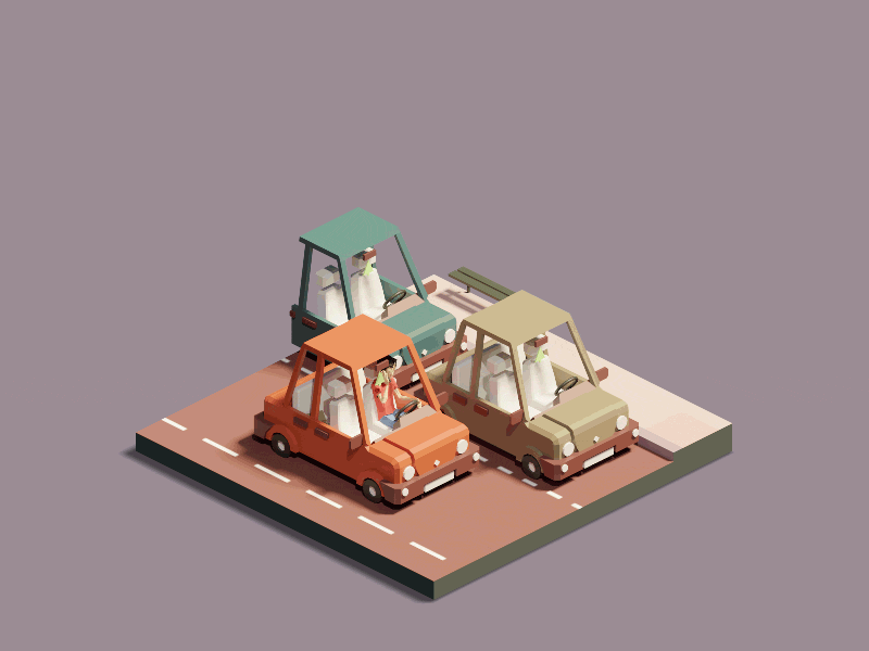 The vanishing car 3d animation blender car cycle diorama illustration isometric isometric art isometric illustration low poly lowpoly lowpolyart motion render vanishing