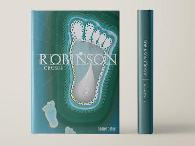 Robinson Crusoe art book crusoe danieldefoe design dustjacket foot illustration island novel read robinson sea story vector write