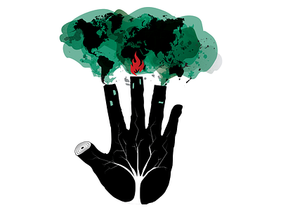 T-Shirt / Deforestation deforestation fingers fire hand map smoke stump t shirt tree wood world