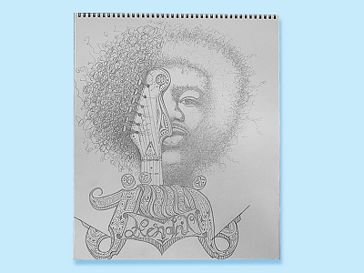 Jimi Hendrix / Sketch drawing guitar hair hendrix jimi music poster sketch strings