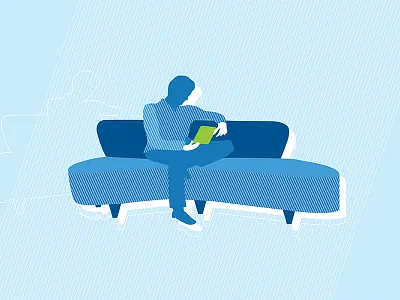 Reading & Relaxing Icon book man reading relaxing sofa